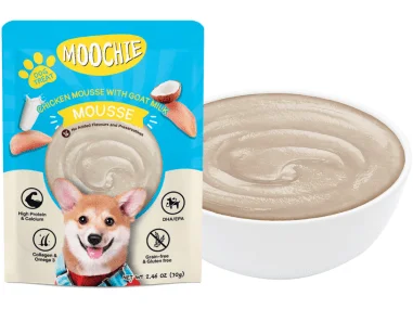 - Remote interactive pet feederMoochie Chicken Mousse With Goat Milk Mousse  85G. Pouch