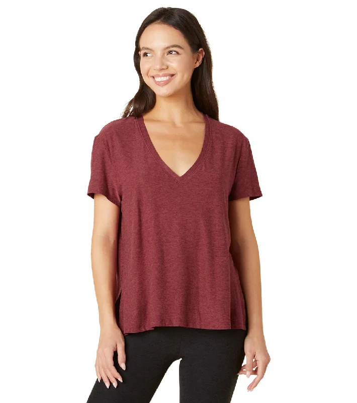 Beyond Yoga Split Up Long Tee Port Wine-Ruby