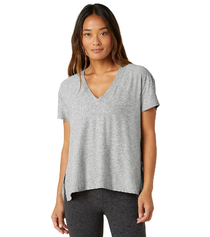 Beyond Yoga Split Up Long Tee Silver Mist