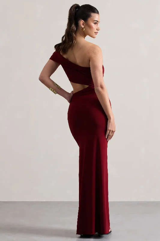 Milos | Berry One-Shoulder Cut-Out Maxi Dress With Split