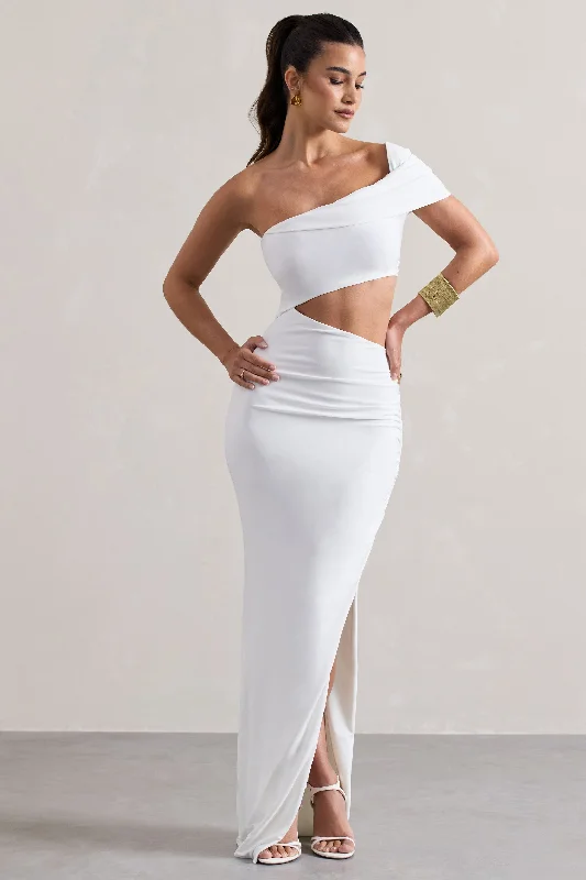 Milos | White One-Shoulder Cut-Out Maxi Dress With Split