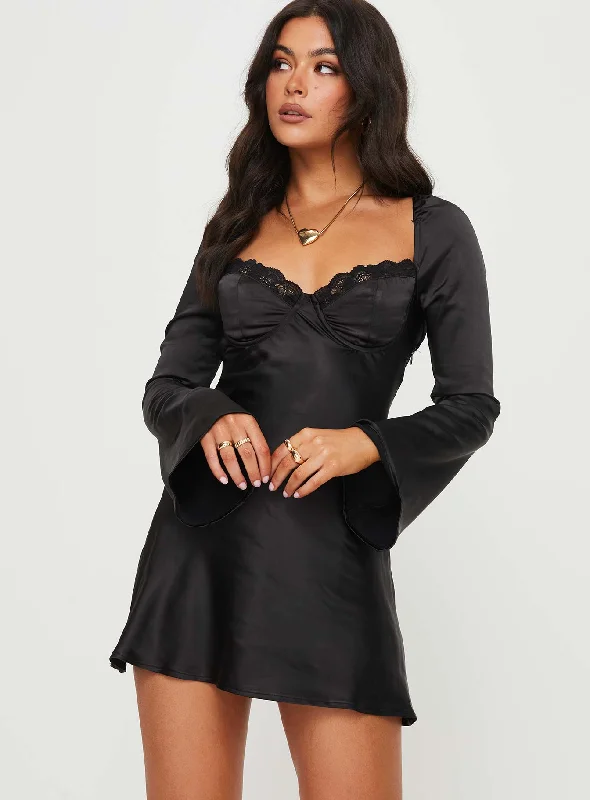 Moniz Long Sleeve Mini Dress Black