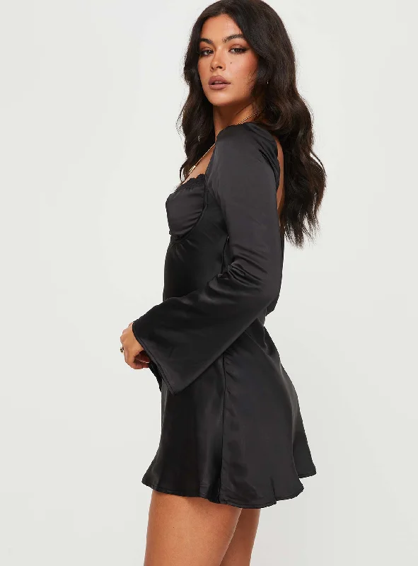 Moniz Long Sleeve Mini Dress Black