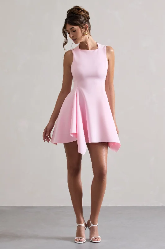 Scout | Pink Sleeveless Draped Hem Mini Dress