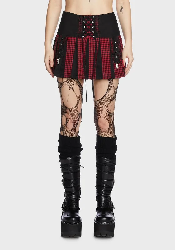 Black And Red Bo Peep Pleated Garter Skirt