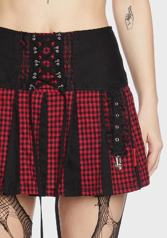 Black And Red Bo Peep Pleated Garter Skirt