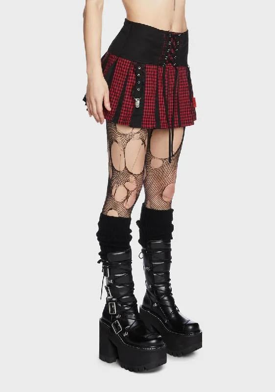 Black And Red Bo Peep Pleated Garter Skirt