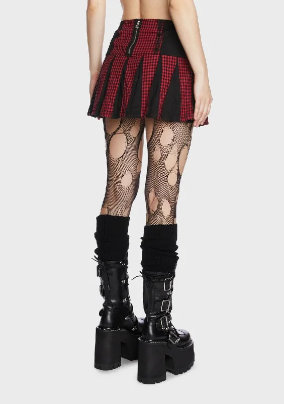 Black And Red Bo Peep Pleated Garter Skirt