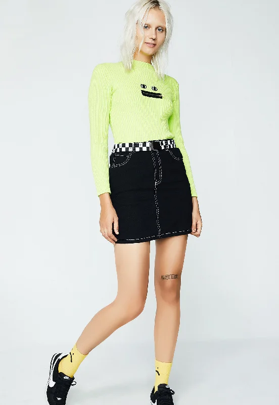 Contrast Stitch Fitted Skirt