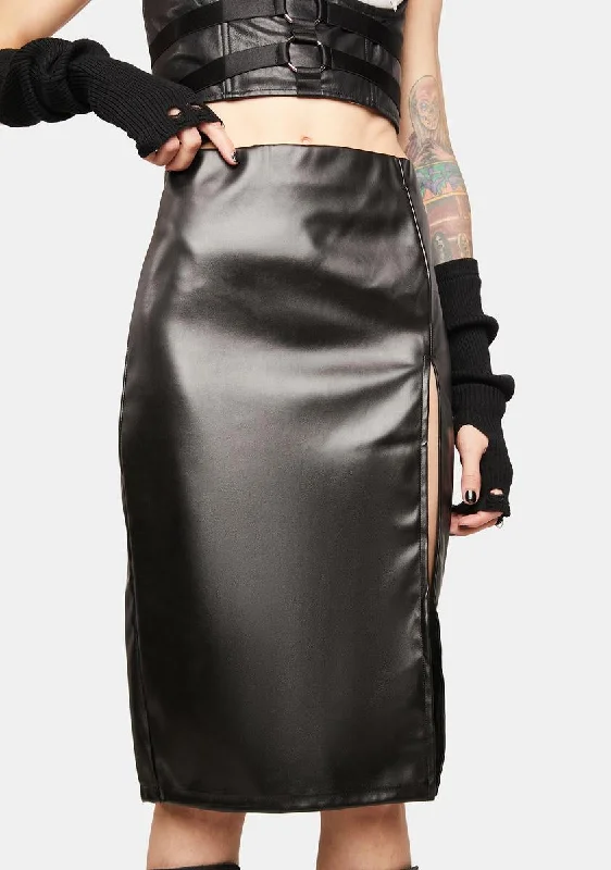 Good Reason Vegan Leather Midi Skirt