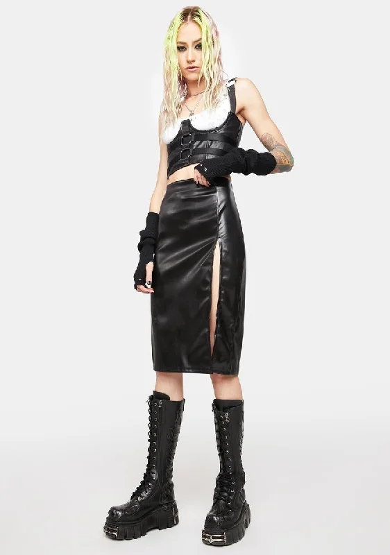 Good Reason Vegan Leather Midi Skirt