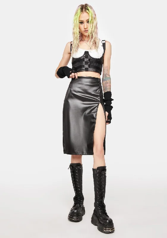 Good Reason Vegan Leather Midi Skirt