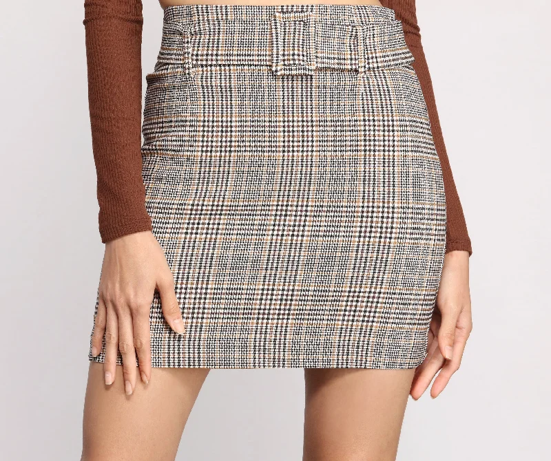 Such A Babe Belted Plaid Mini Skirt