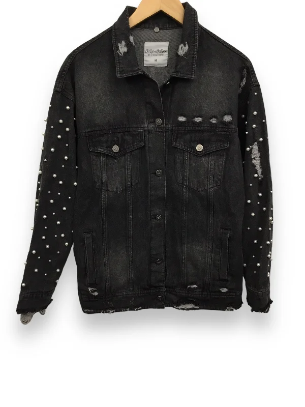 Black Denim Jacket Denim Clothes Mentor, Size M