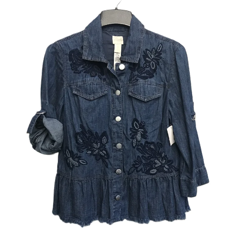 Blue Denim Jacket Denim By Chicos, Size: S