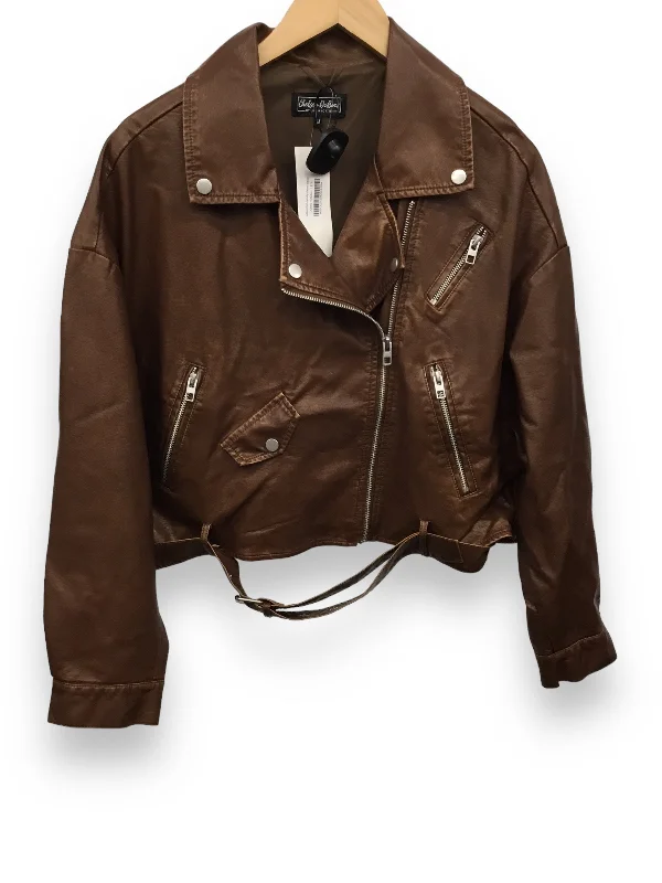 Brown Jacket Moto Clothes Mentor, Size M