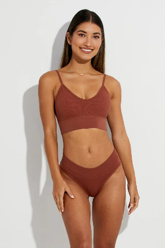 Brown Seamless Lingerie Set