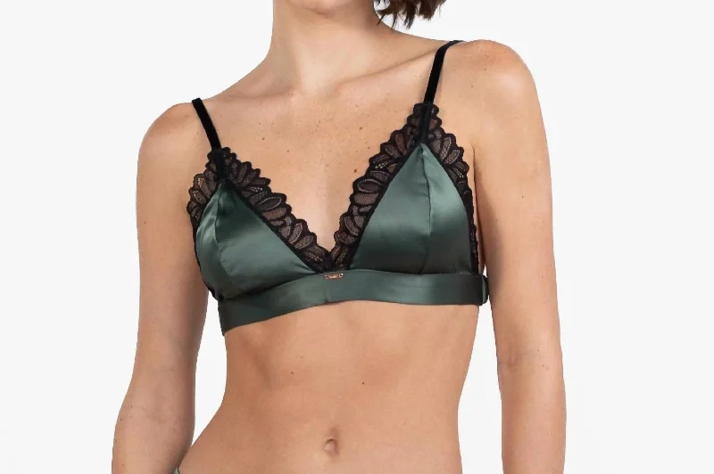 Luxury Satin Bra Femina In Olive Green