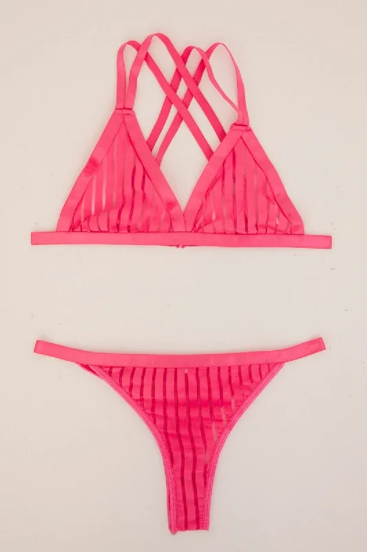 Pink Mesh Lingerie Set