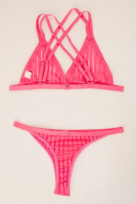 Pink Mesh Lingerie Set