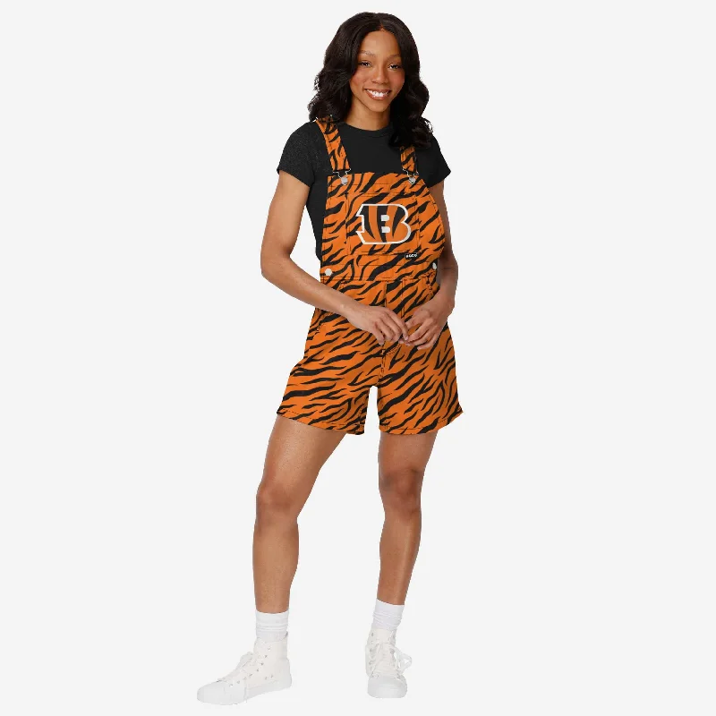 Cincinnati Bengals Womens Tiger Stripe Thematic Bib Shortalls