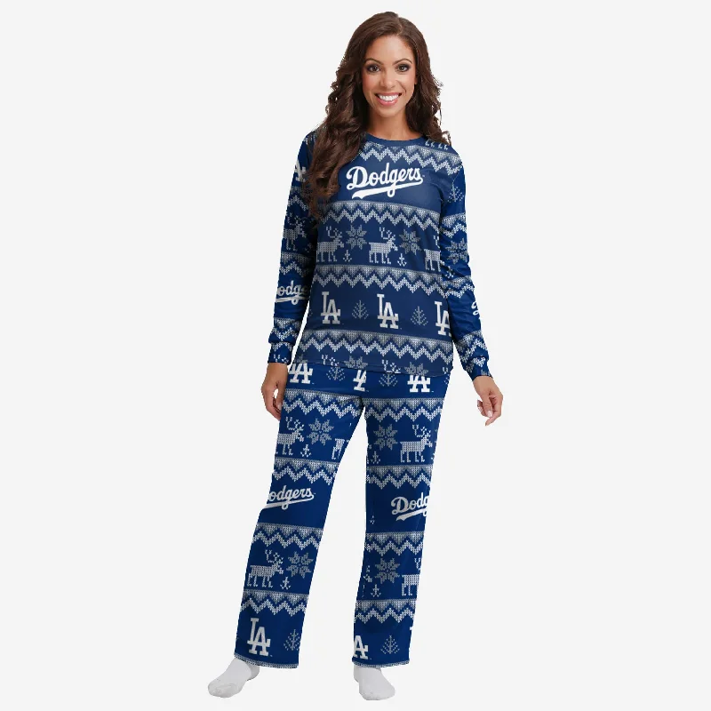 Los Angeles Dodgers Womens Ugly Pattern Family Holiday Pajamas