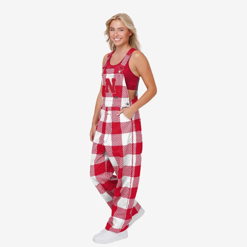 Nebraska Cornhuskers Womens Plaid Bib Overalls