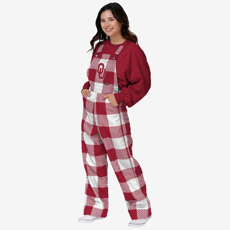 Oklahoma Sooners Womens Plaid Bib Overalls