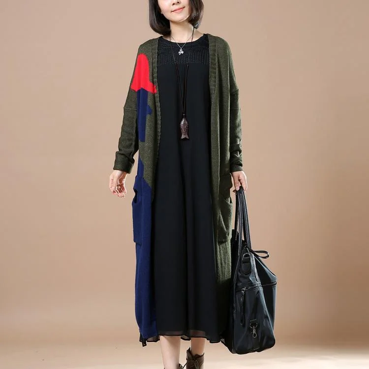 Blackish green oversize sweaters cardigans coats