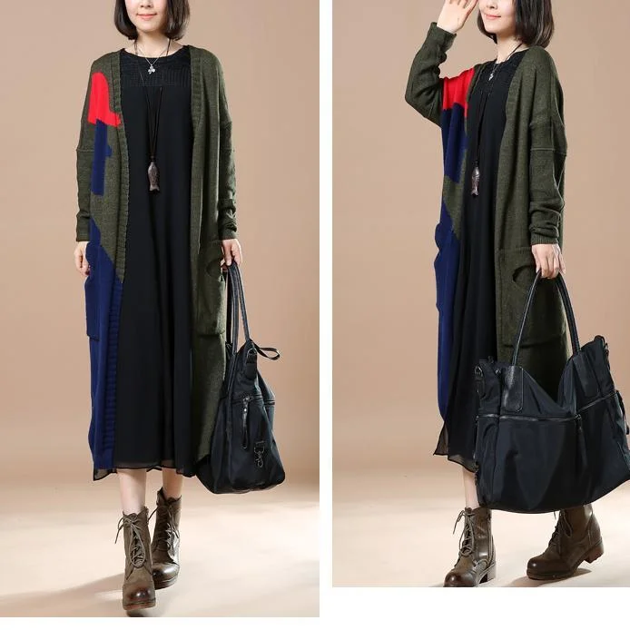 Blackish green oversize sweaters cardigans coats