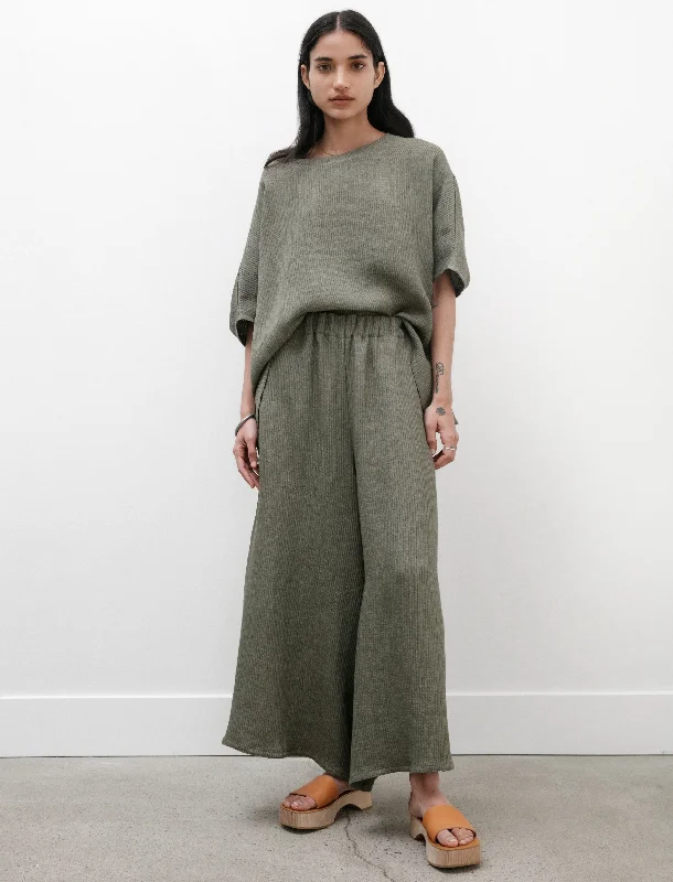 Gaucho Pants Wave Linen Military Green