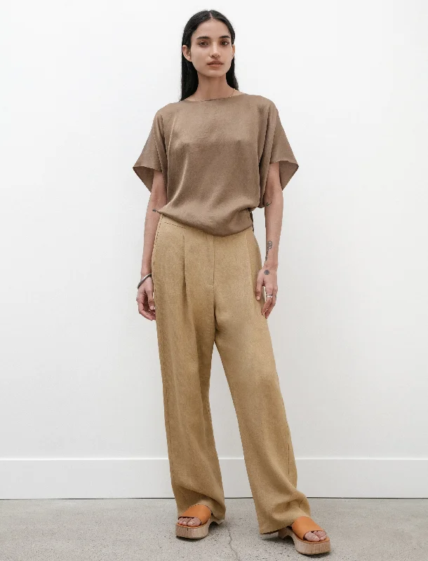 Work Pants Crepe Linen Caffe Latte