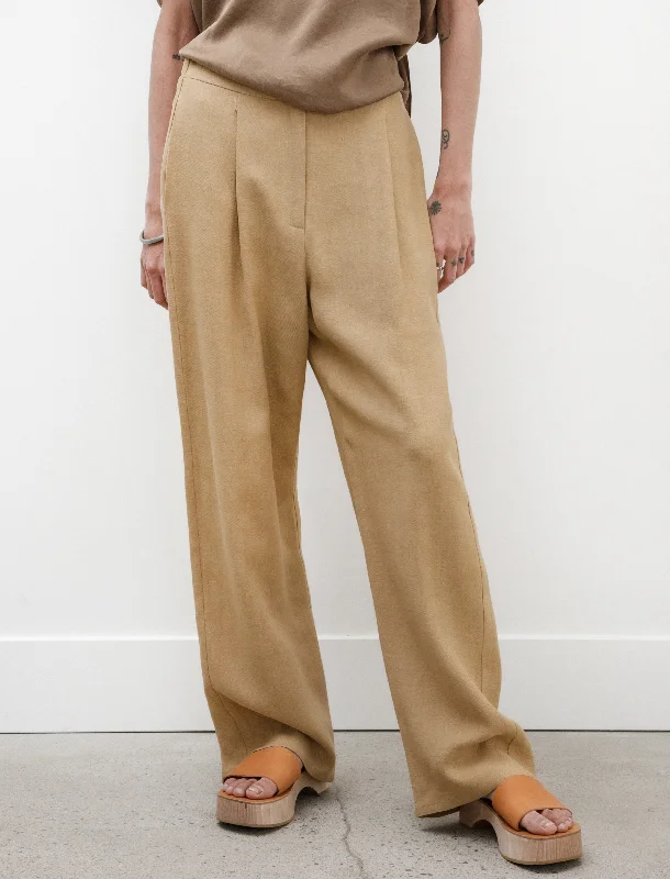 Work Pants Crepe Linen Caffe Latte