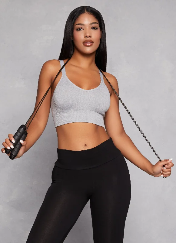 Seamless Solid Ribbed Knit Cropped Cami