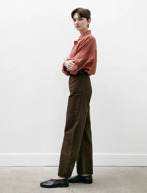 High Waisted Curved Pants Espresso