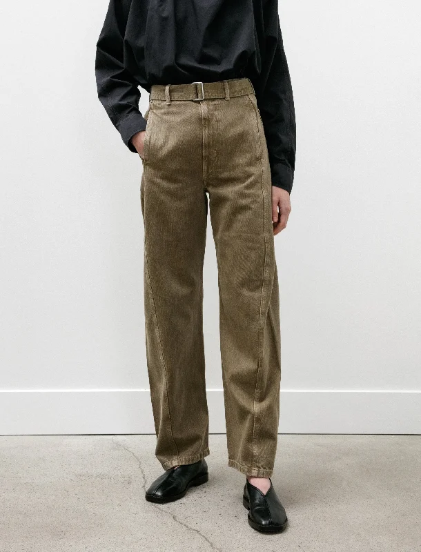 Twisted Belted Pants Denim Snow Olive