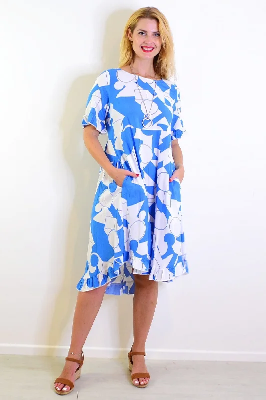 Light Blue Print Summer Dress