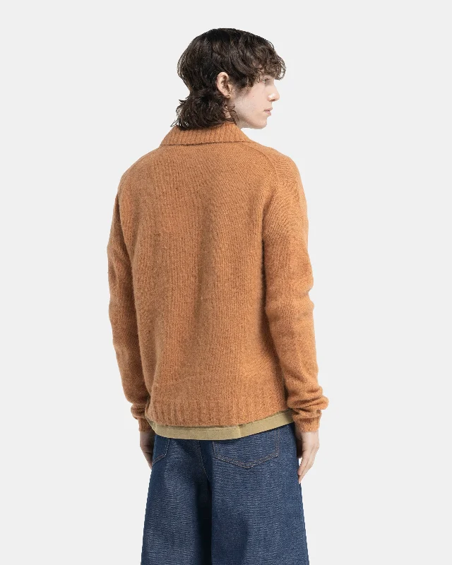 Polo Wool Cardigan in Almond Brown