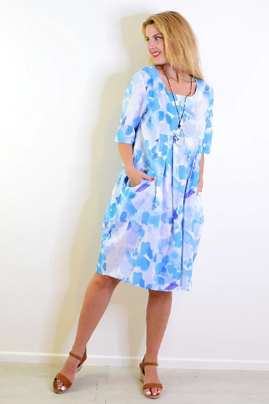 Shades of Blue Linen Blend Tunic Dress