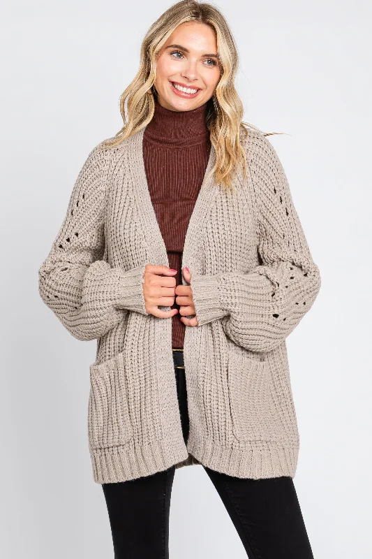 Taupe Chunky Knit Cardigan