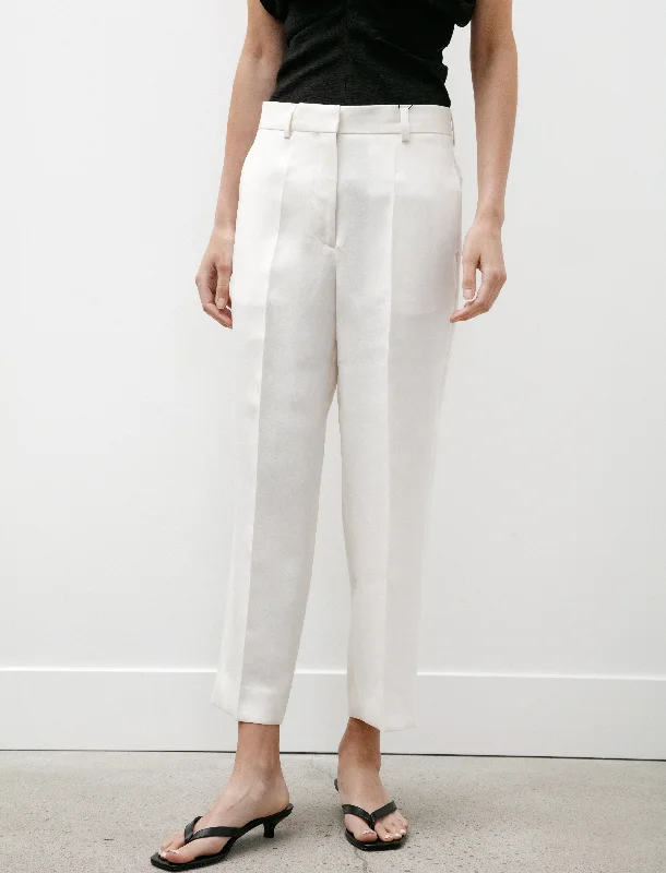 Straight Cropped Trousers Off White