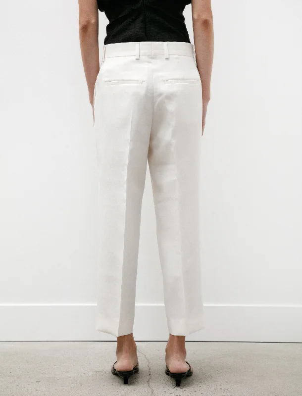 Straight Cropped Trousers Off White