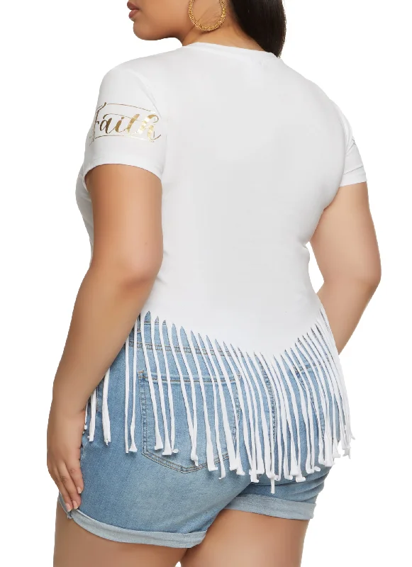 Plus Size Fringe Faith Makes Everything Possible Foil Tee