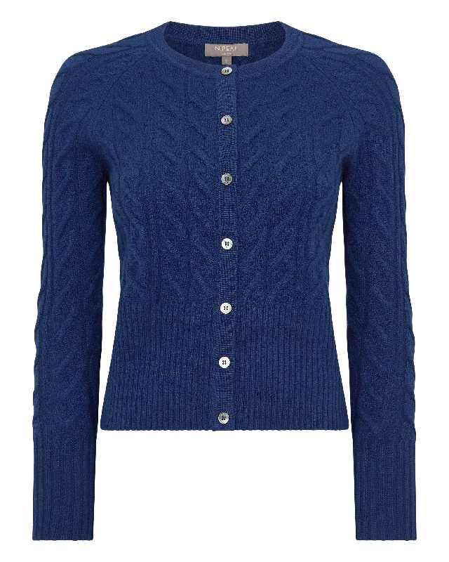 Women's Myla Cable Cashmere Cardigan French Blue