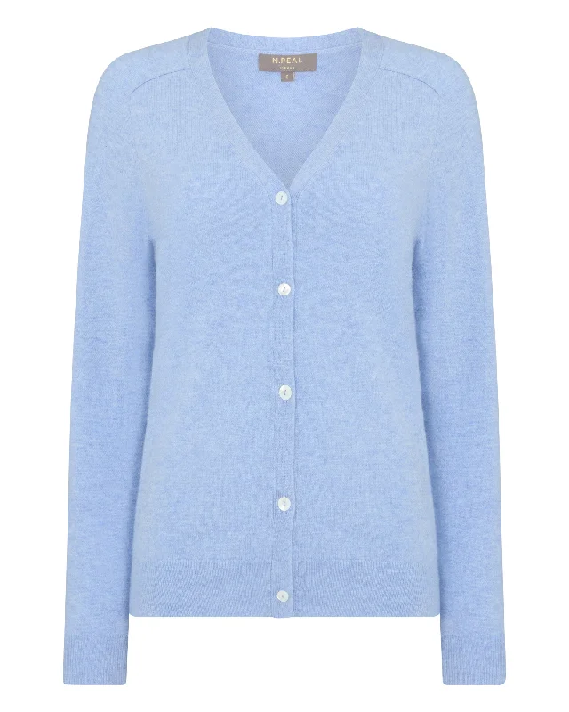 Women's Lara V Neck Cashmere Cardigan Cornflower Blue