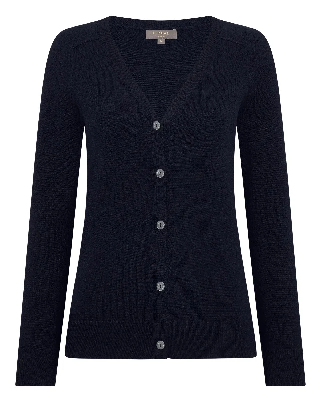 Women's Lara V Neck Cashmere Cardigan Navy Blue