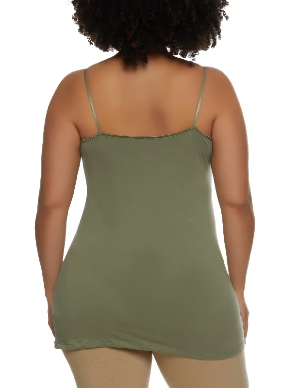 Plus Size Solid Scoop Neck Cami