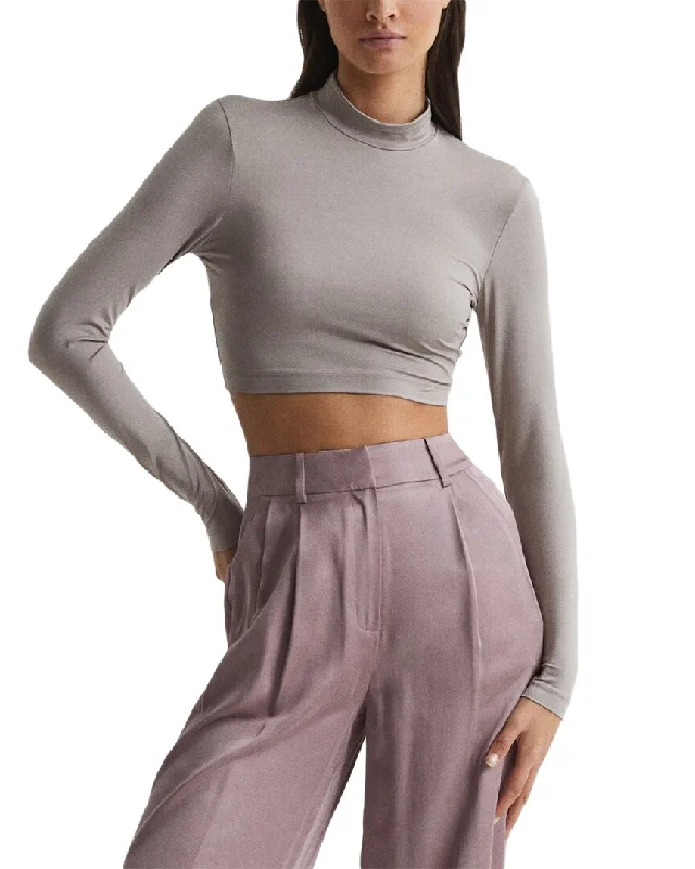 Reiss Bobbi High Neck Crop Top