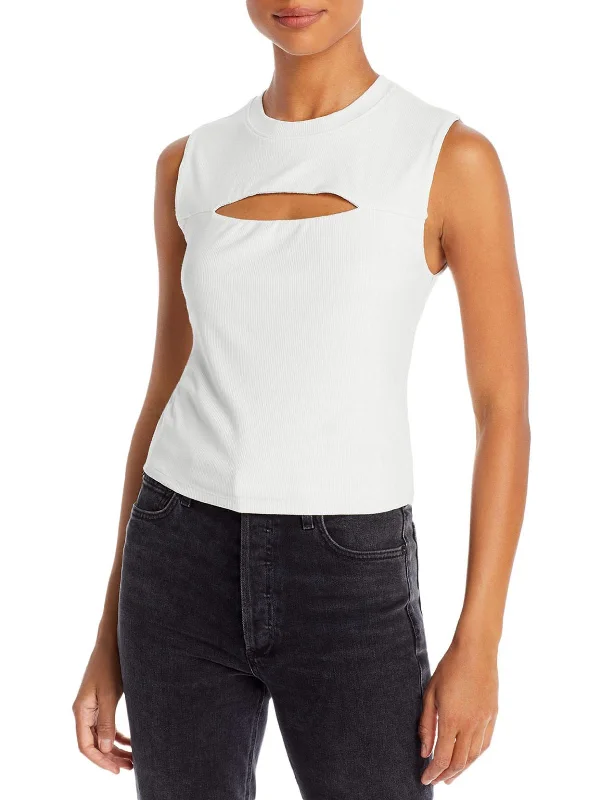 Womens Ribbed Mock Neck Tank Top