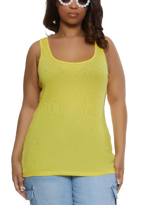 Plus Size Ribbed Knit Racerback Tank Top